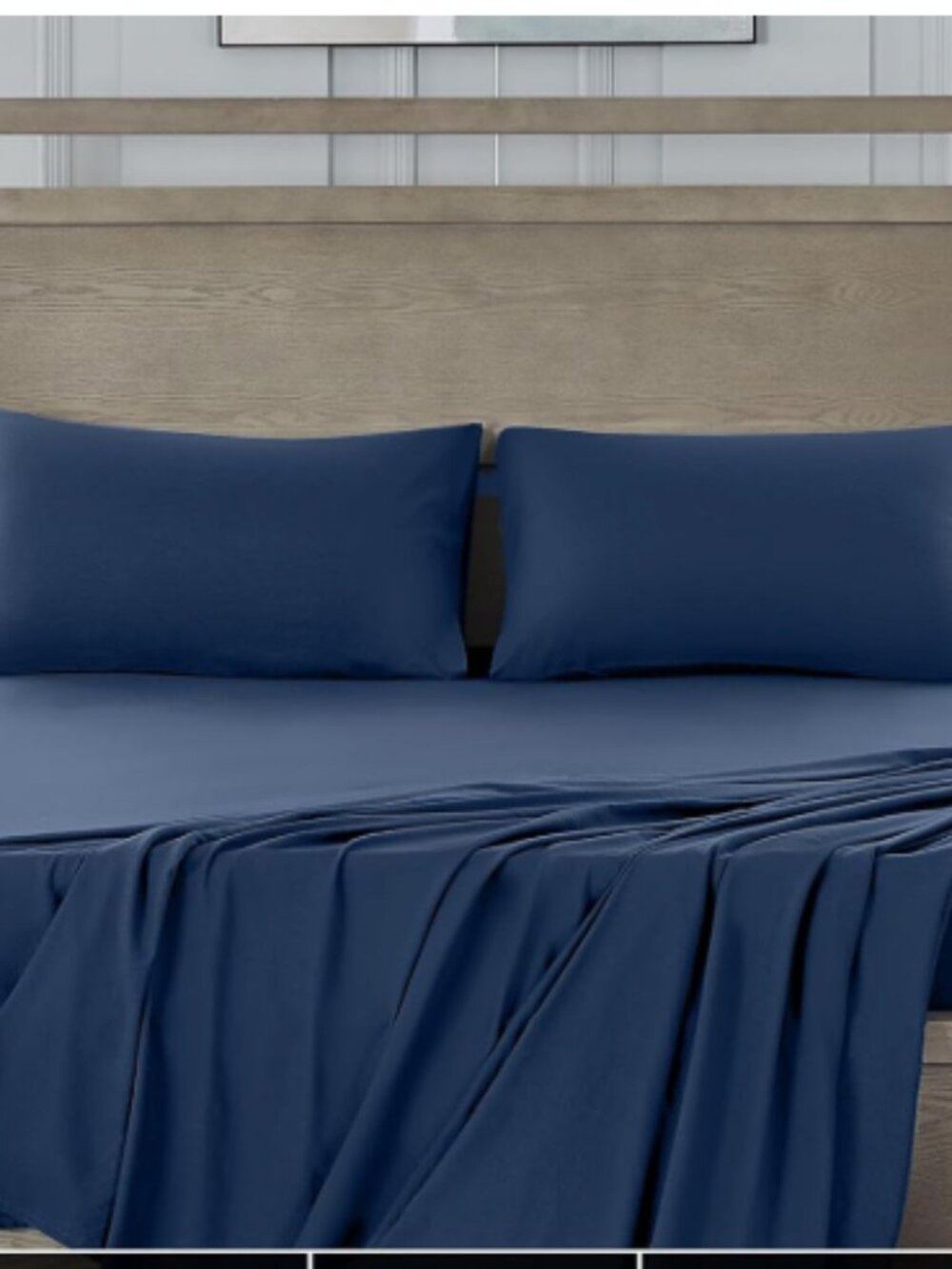 Hotel Quality Twin XL Flat Sheet Only Navy Blue Brushed Microfiber Wrinkle-Free